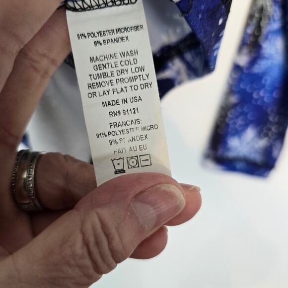 Sno Skins Micro Fiber Quarter Zip Neck Pullover Snowflake Pattern Blue White XS - Picture 6 of 7